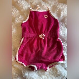 Carter’s Pink Terry Cloth Retro Romper 6M Flower Summer